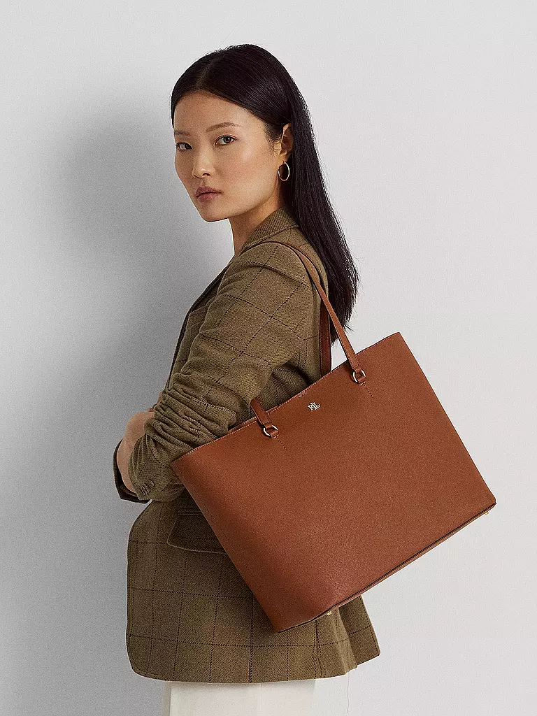 LAUREN RALPH LAUREN | Bolso de cuero - Shopper KARLY TOTE Large | Marrón claro