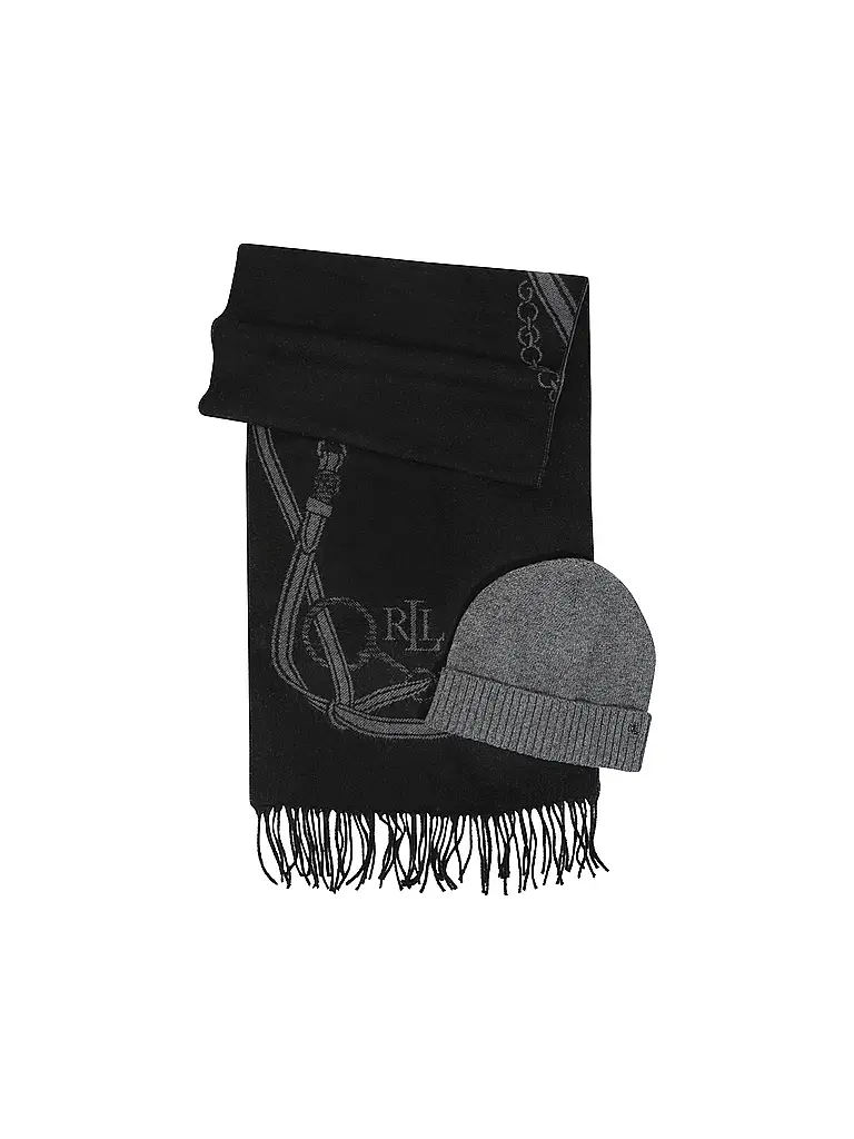 LAUREN RALPH LAUREN | Set de 2 piezas gorro y bufanda | Negro