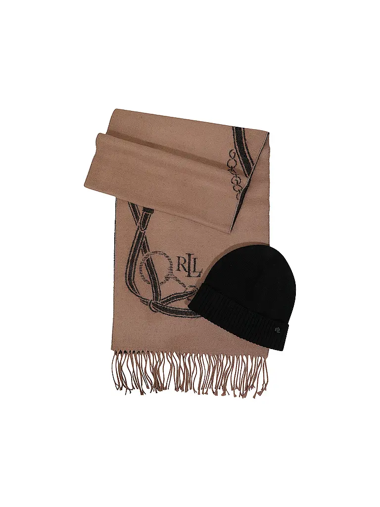 LAUREN RALPH LAUREN | Set de 2 piezas gorro y bufanda | Camel