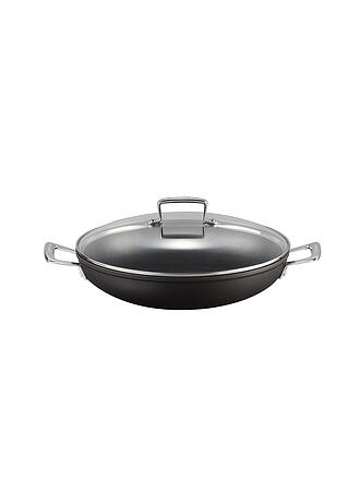 LE CREUSET | Sartén profesional antiadherente de aluminio con tapa de cristal 30cm Negro