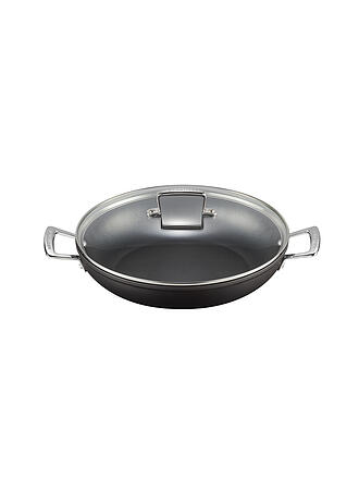 LE CREUSET | Sartén profesional antiadherente de aluminio con tapa de cristal 30cm Negro