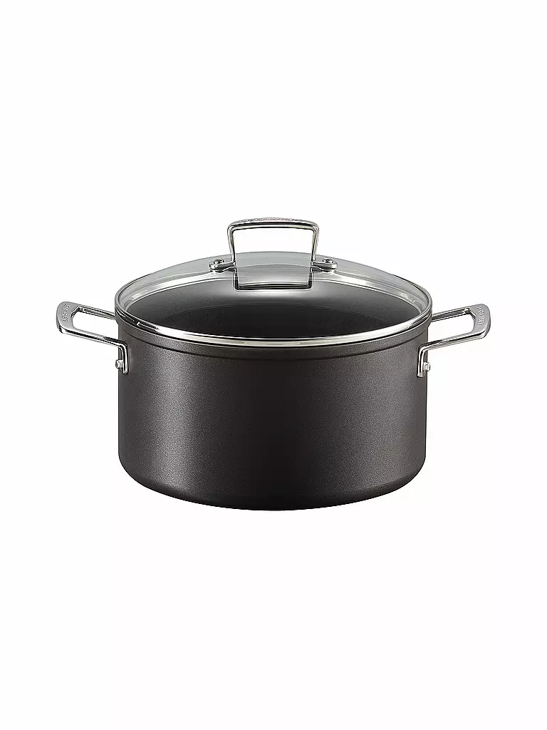 LE CREUSET | Cacerola antiadherente de aluminio con tapa 24cm/6l Negro | schwarz