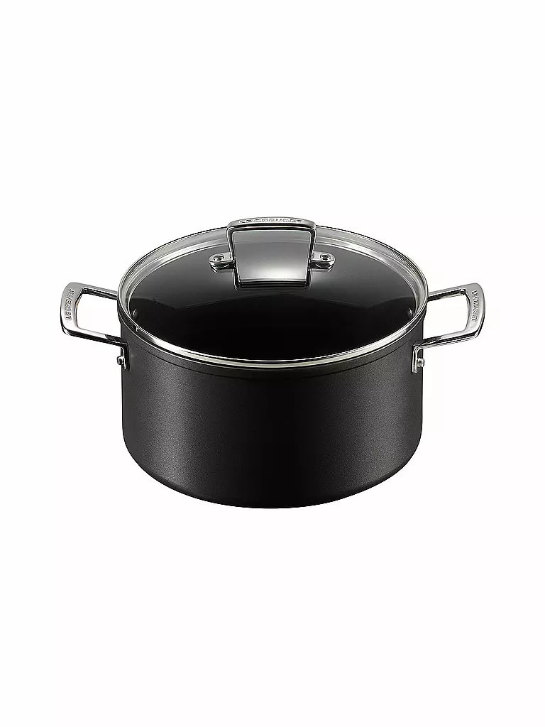 LE CREUSET | Cacerola antiadherente de aluminio con tapa 24cm/6l Negro | schwarz
