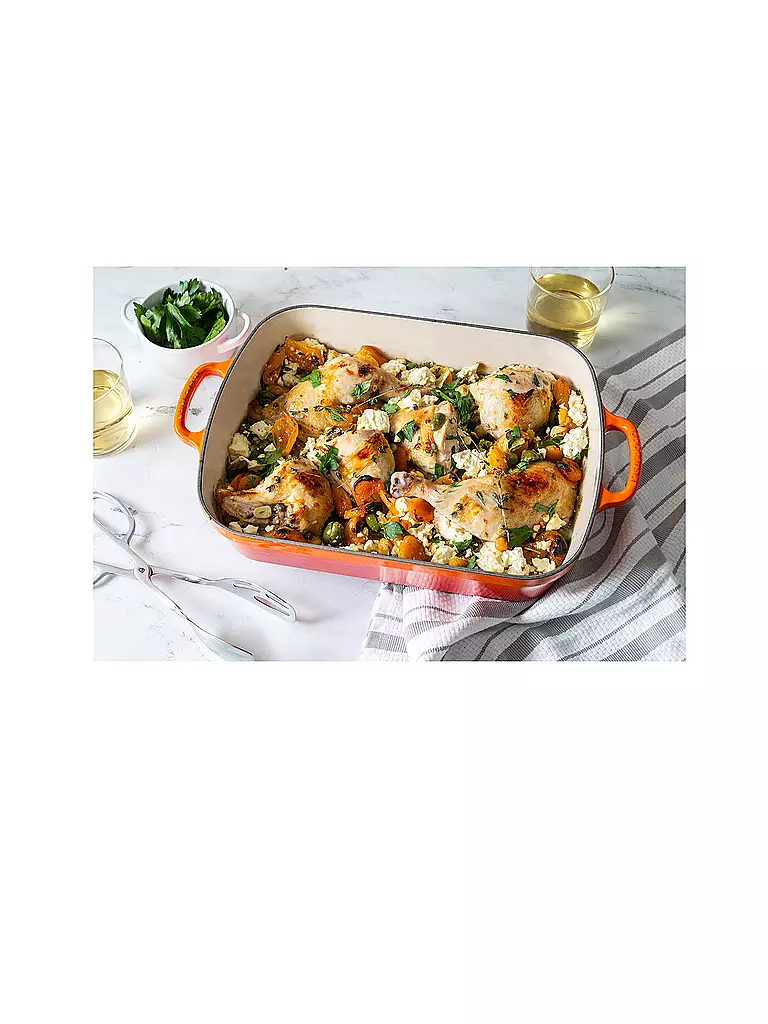 LE CREUSET | Gusseisen-Bratreine eckig 33cm/4,9l SIGNATURE Ofenrot | Naranja