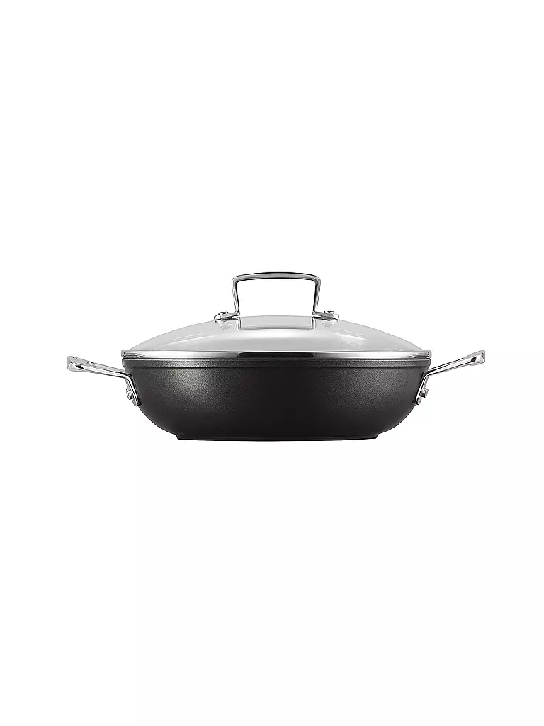 LE CREUSET | Sartén profesional antiadherente de aluminio con tapa de cristal 24cm/2,3l Negro | schwarz