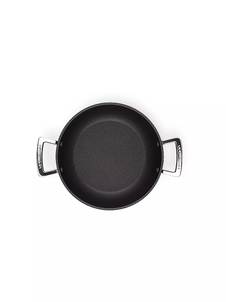 LE CREUSET | Sartén profesional antiadherente de aluminio con tapa de cristal 24cm/2,3l Negro | 