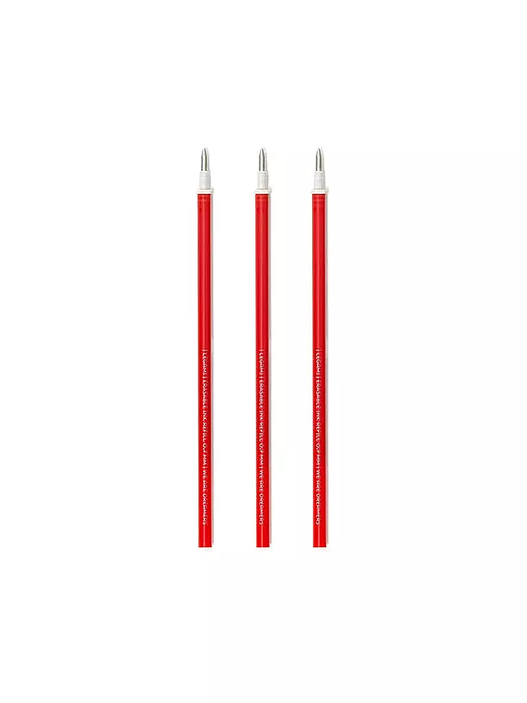 LEGAMI | Recambio para bolígrafo de gel borrable, paquete de 3, rojo | Sin color