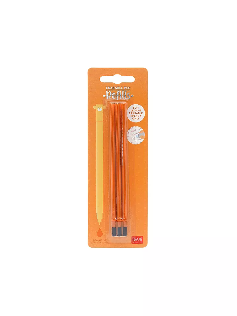 LEGAMI | Recambio para bolígrafo de gel borrable - Erasable Pen Paquete de 3. Naranja | Sin color