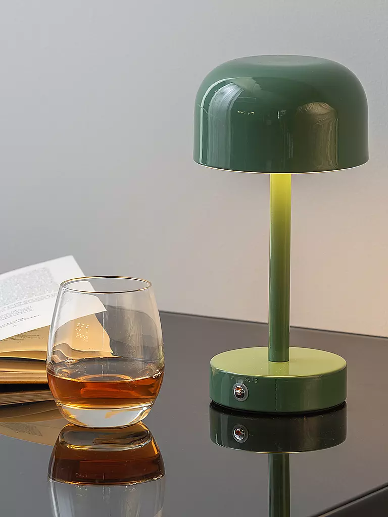 LEITMOTIV | Lámpara de mesa LED JAMES Iron Shine Jungle | Verde oscuro