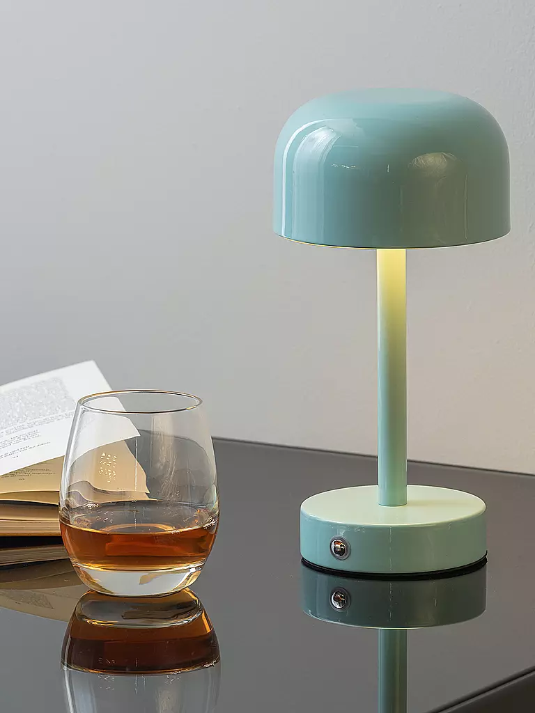 LEITMOTIV | Lámpara de mesa LED JAMES Iron Shiny | Azul claro