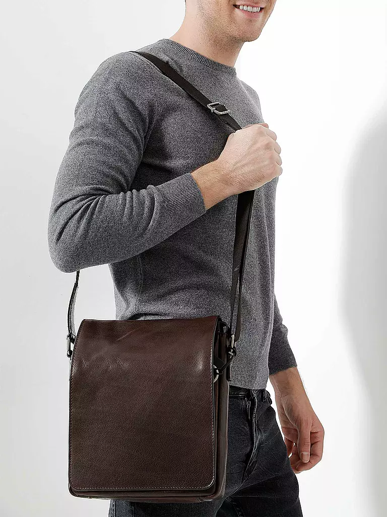 LEONHARD HEYDEN | Ledertasche - Umhängetasche " Roma " S | Marrón