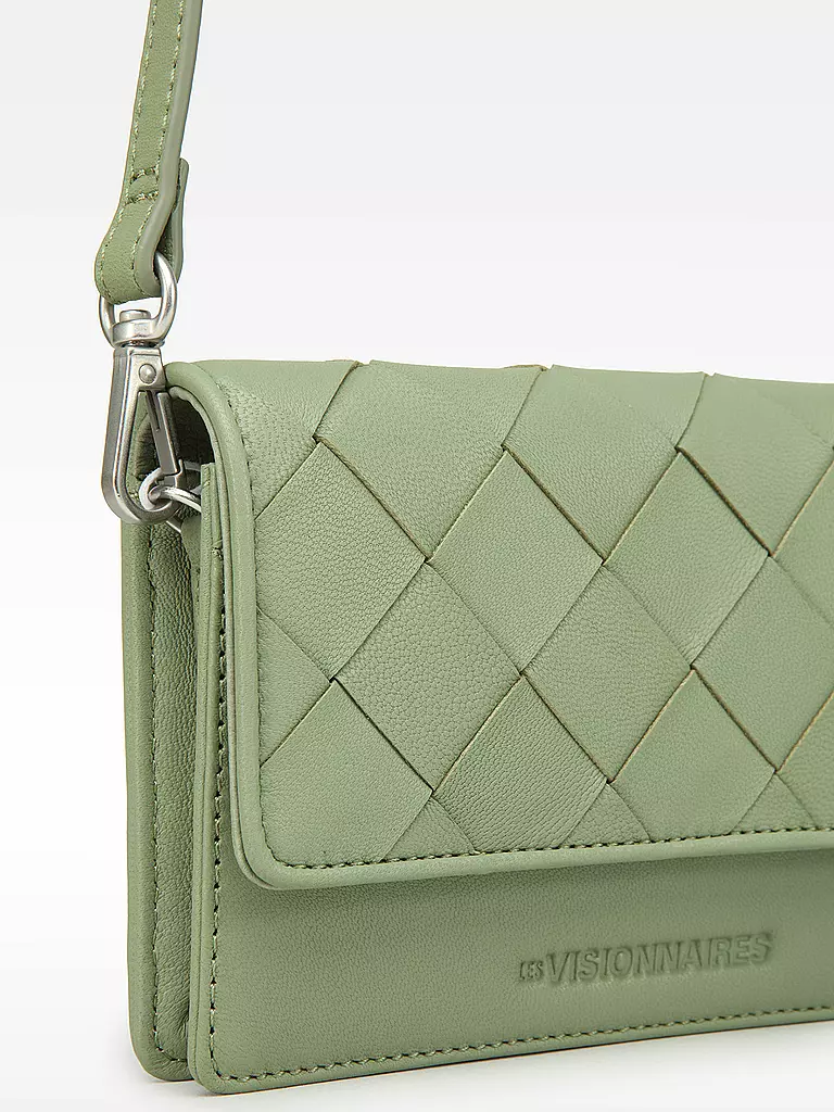 LES VISIONNAIRES | Ledertasche - Mini Bag BRIT WEAVE | Verde
