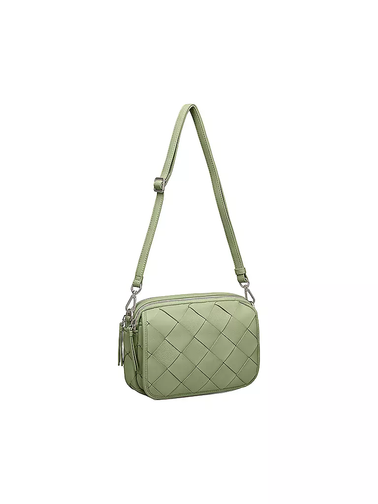 LES VISIONNAIRES | Ledertasche - Mini Bag EMILY WEAVE | Verde