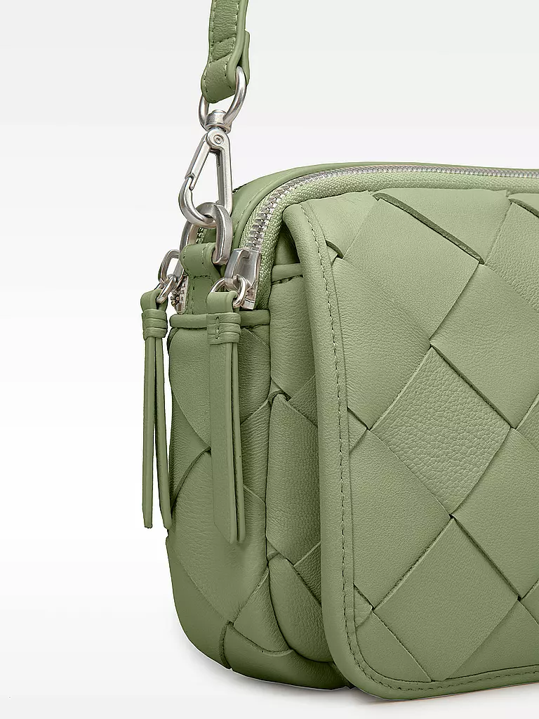LES VISIONNAIRES | Ledertasche - Mini Bag EMILY WEAVE | Verde