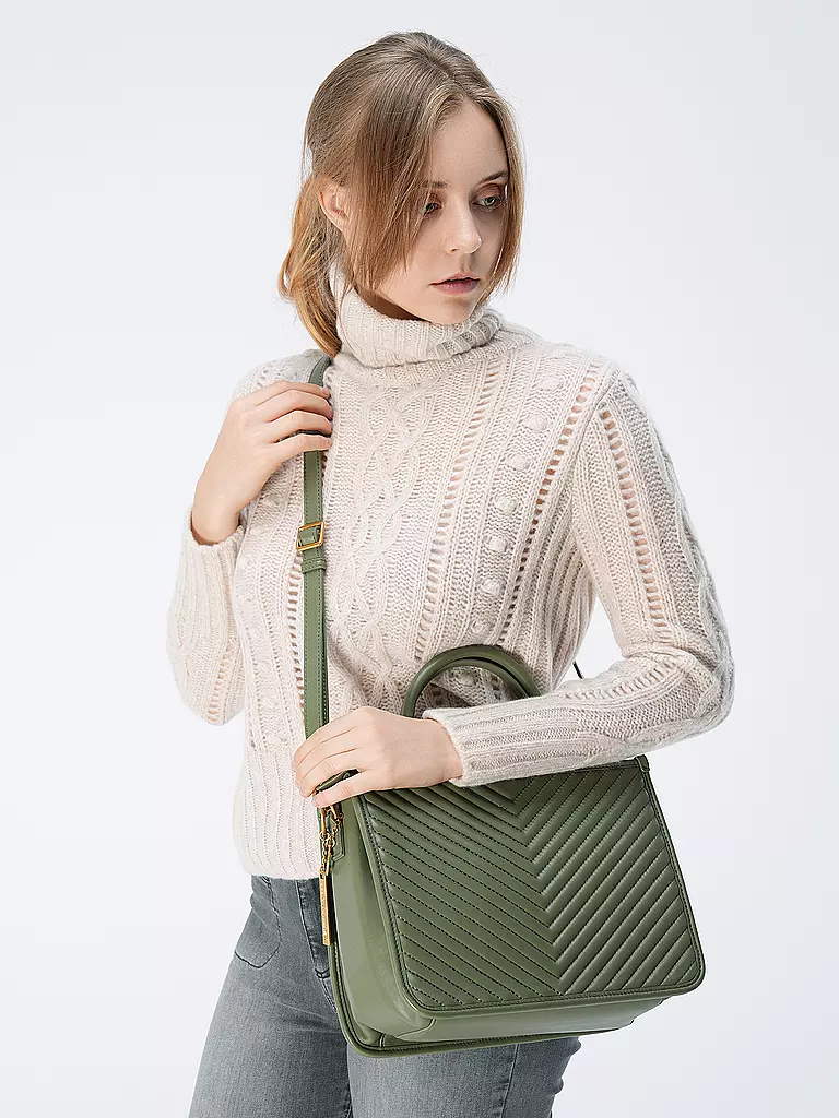 LES VISIONNAIRES | Ledertasche - Tot Bag LENA QUILTING | Verde oscuro