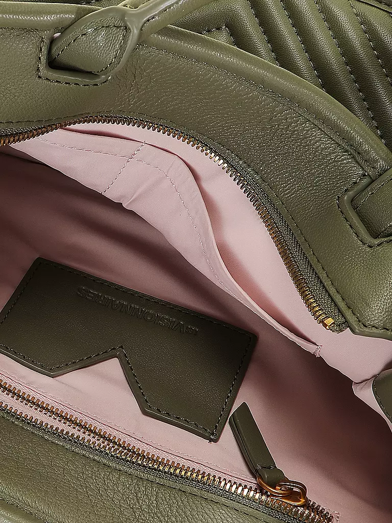 LES VISIONNAIRES | Ledertasche - Tot Bag LENA QUILTING | Verde oscuro