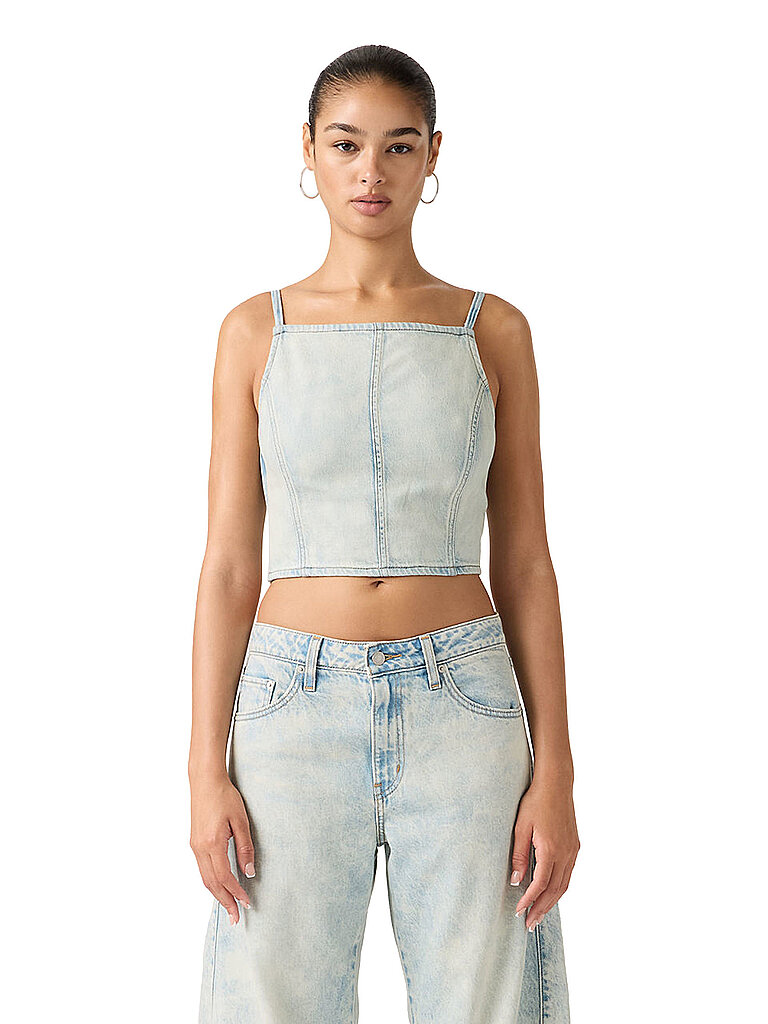 Top corte cropped azul claro M