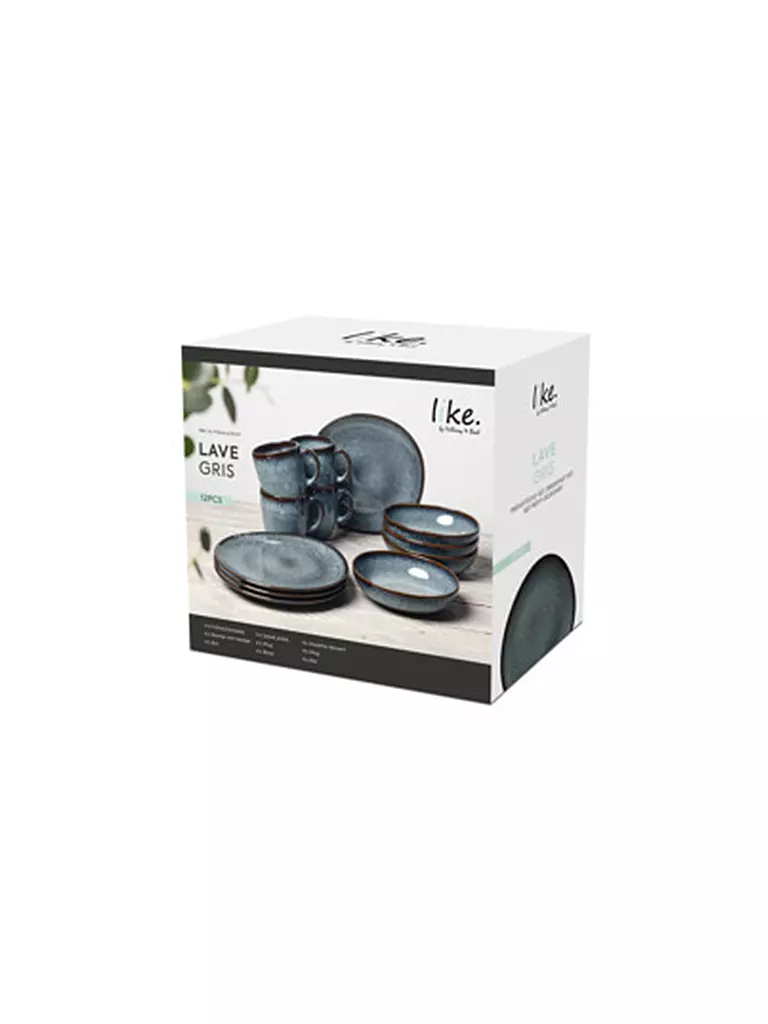 LIKE BY VILLEROY & BOCH | Juego de desayuno de 12 piezas Lave Gris | 