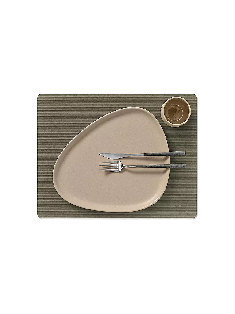 LIND DNA | Mantel individual 35x45cm CORDUROY ECKIG Verde Militar | Verde oscuro