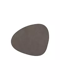 LIND DNA | Posavasos de cuero ovalado Nupo 11x13cm Gris Claro | Marrón