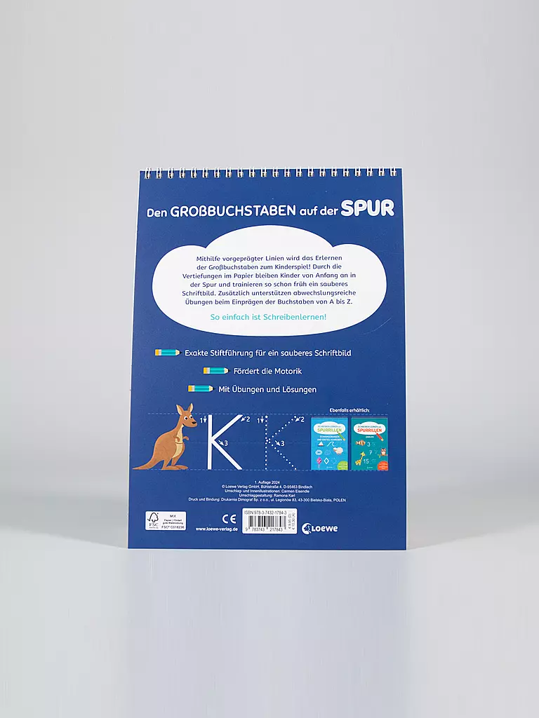 LOEWE VERLAG | Bloc de notas - Aprender a escribir con surcos - Letras mayúsculas | Sin color