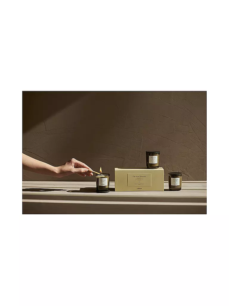 LOOOPS | Caja de regalo de velas perfumadas de 3 piezas LA CUARTA ESTACIÓN | Verde oscuro