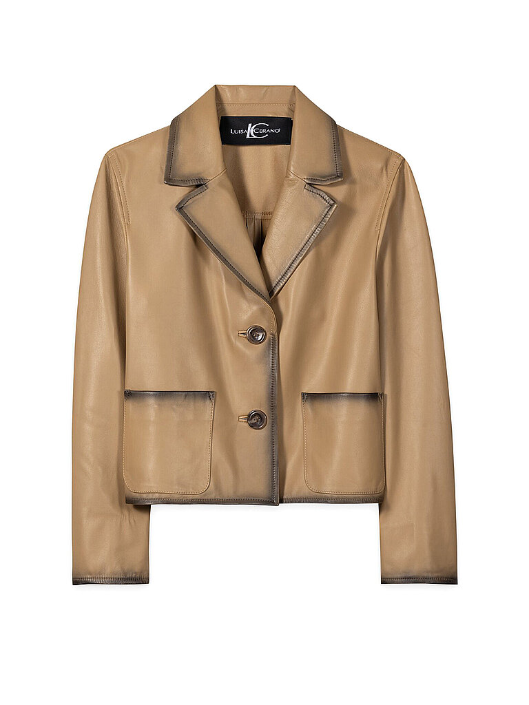 Chaqueta de cuero beige 38