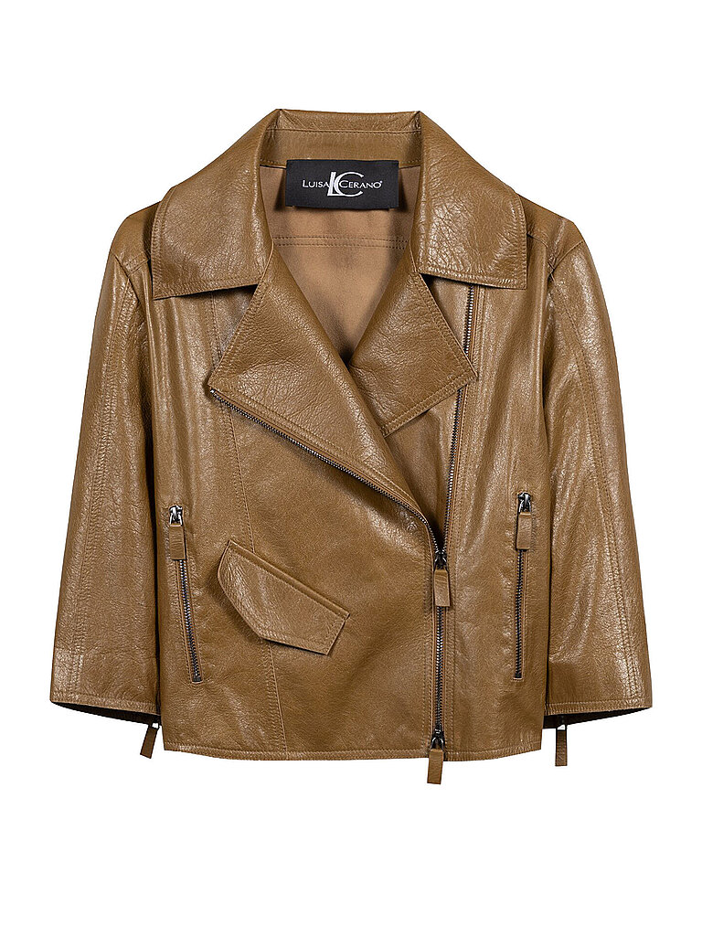 Chaqueta de cuero verde 38