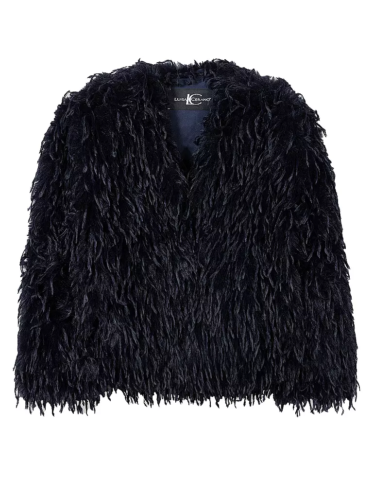 LUISA CERANO | Chaqueta corta con aspecto de piel | Azul oscuro