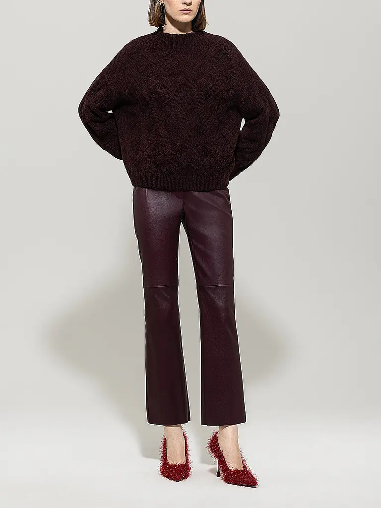 LUISA CERANO | Pantalones de cuero | Rojo oscuro