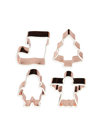 LURCH | Cortadores de galletas 4 piezas XMAS MINI Cobre/Silicona