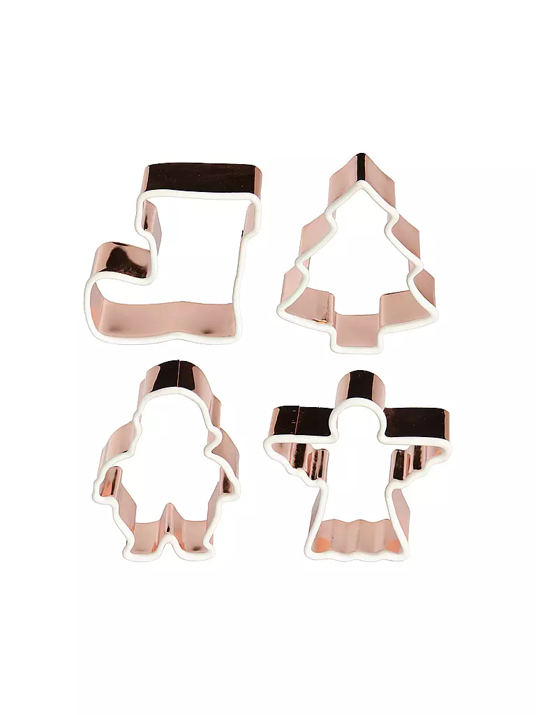 LURCH | Cortadores de galletas 4 piezas XMAS MINI Cobre/Silicona | Cobre