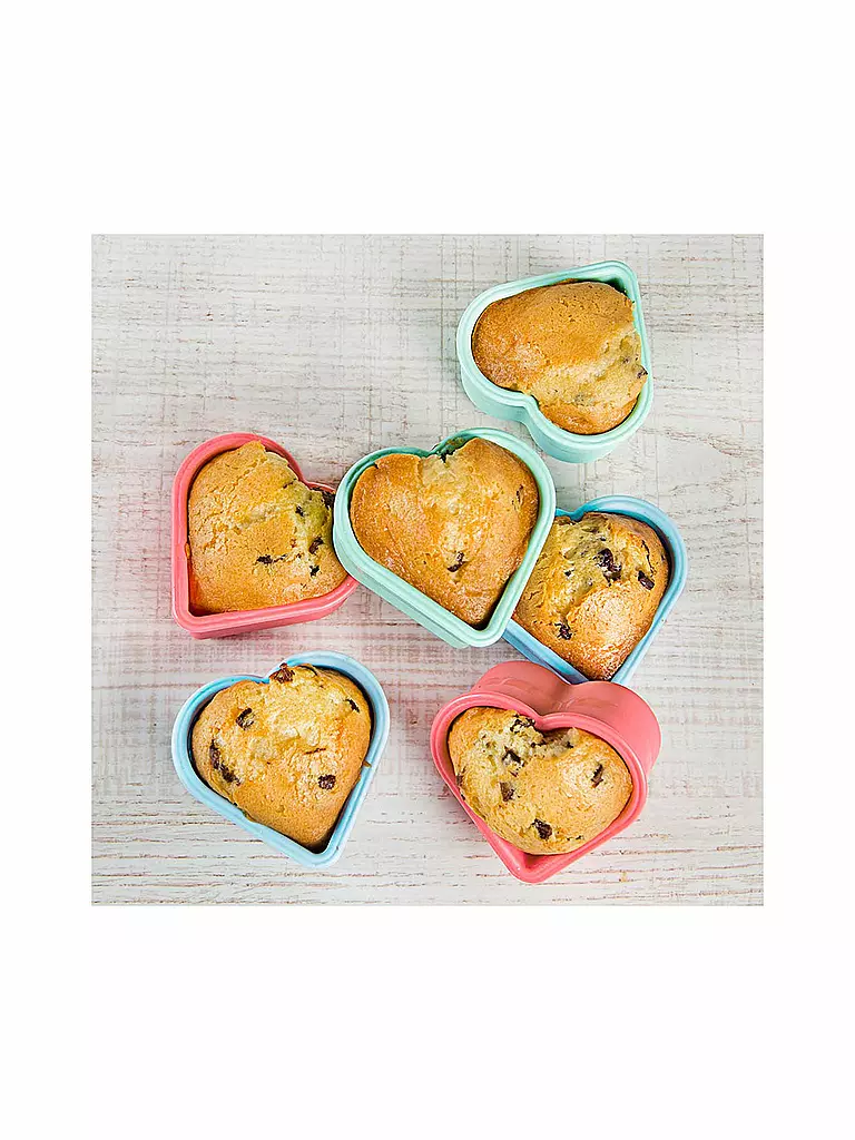 LURCH | Flexiform Muffinliner Herz 6er Set Pastel Mix | Multicolor