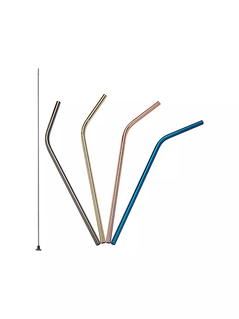 LURCH | Pajitas curvadas de 21,5 cm de acero inoxidable en 4 colores | Multicolor