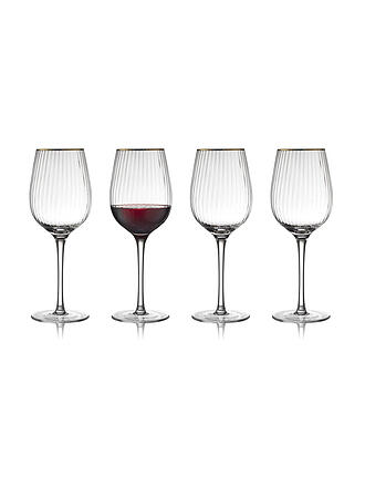 LYNGBY GLAS | Juego de copas de vino tinto de 4 piezas con borde dorado PALERMO 40cl
