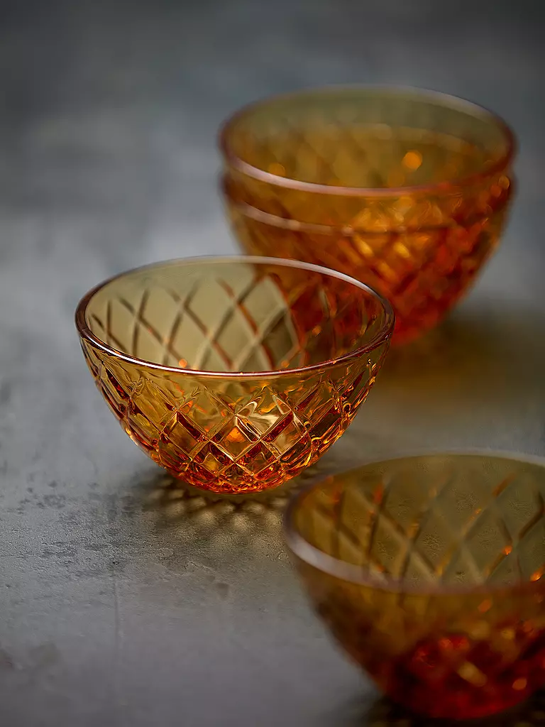 LYNGBY GLAS | Cuenco 4 piezas 12cm SORRENTO Ámbar | 