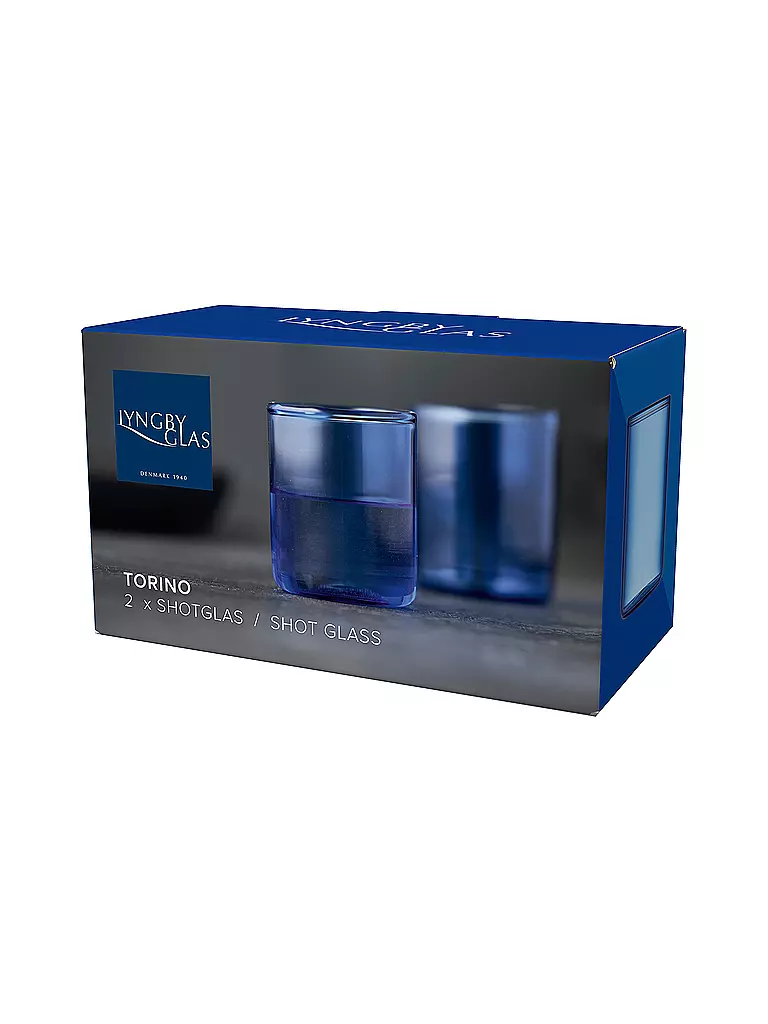 LYNGBY GLAS | Juego de 2 vasos de chupito TORINO 6cl Azul | 