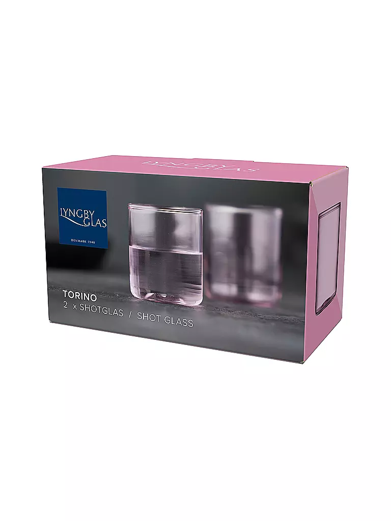 LYNGBY GLAS | Juego de 2 vasos de chupito TORINO 6cl Rosa | 