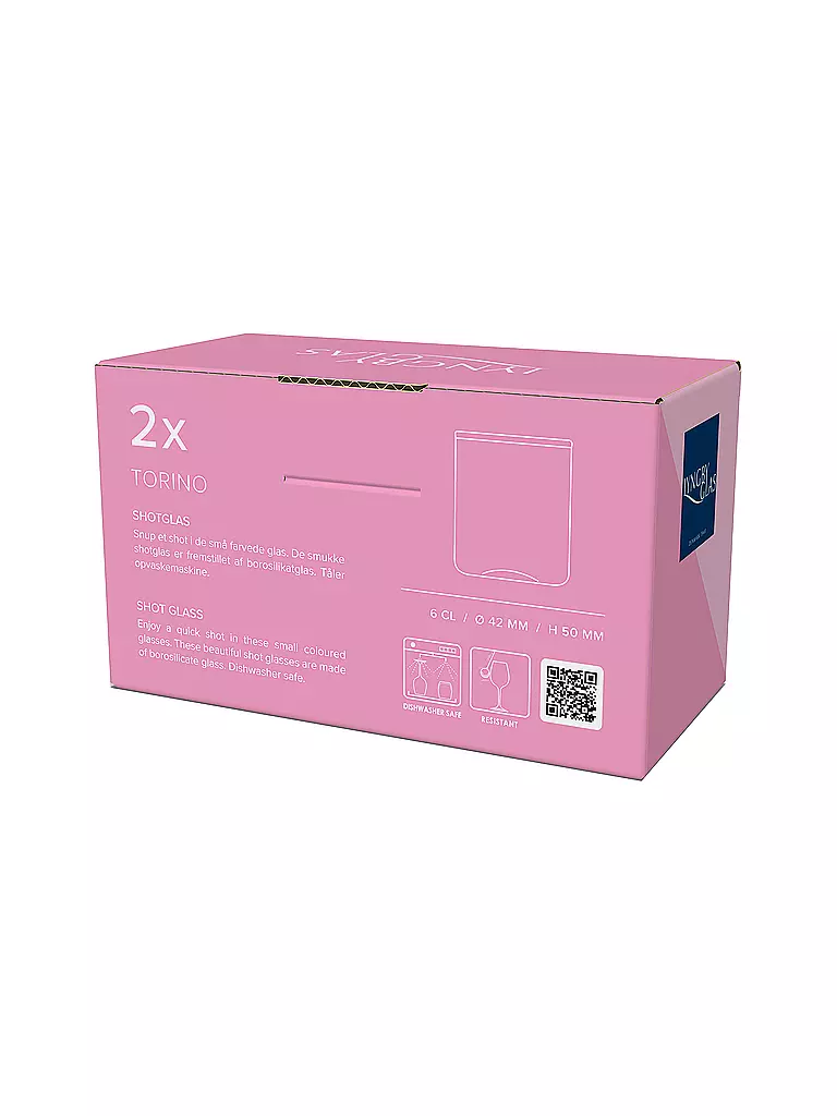 LYNGBY GLAS | Juego de 2 vasos de chupito TORINO 6cl Rosa | 