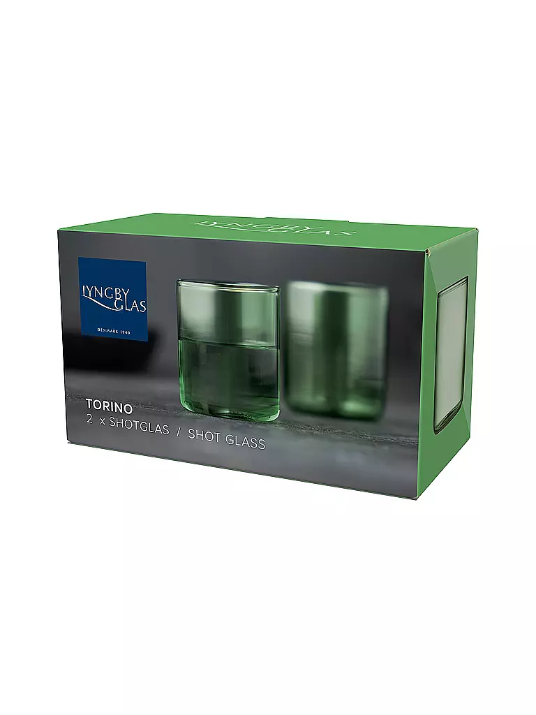 LYNGBY GLAS | Juego de 2 vasos de chupito TORINO 6cl Verde | 