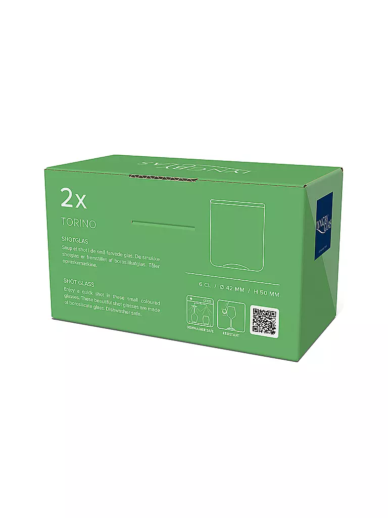 LYNGBY GLAS | Juego de 2 vasos de chupito TORINO 6cl Verde | 