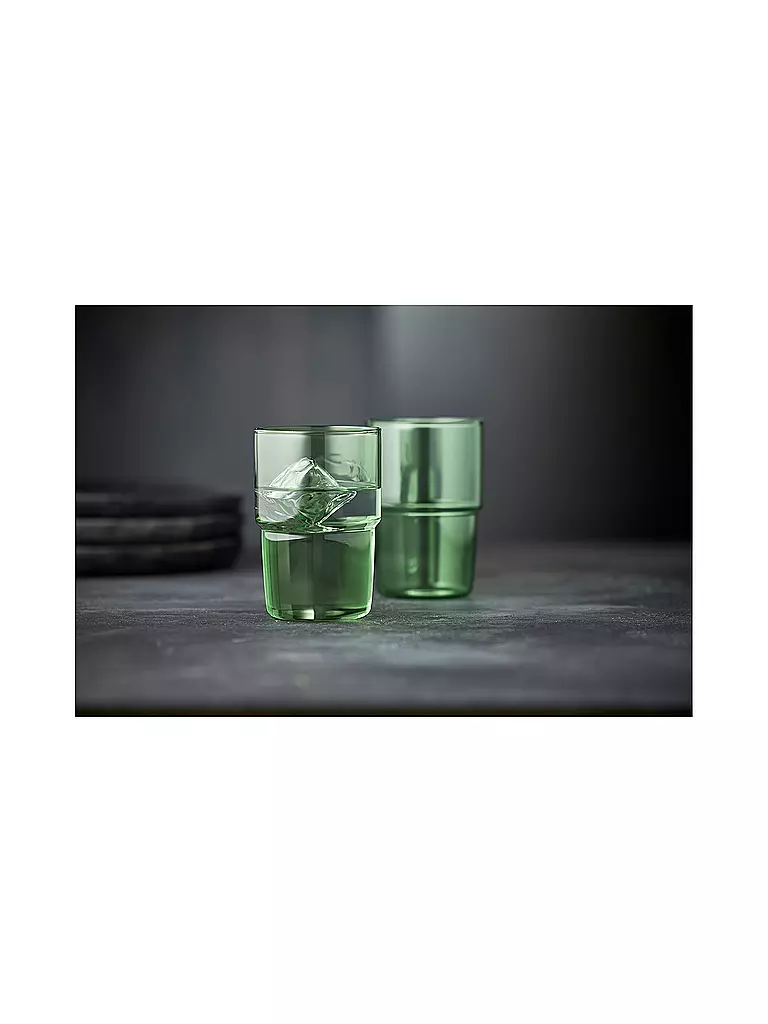 LYNGBY GLAS | Juego de 2 vasos de vidrio TORINO 40 cl Verde | hellgrün