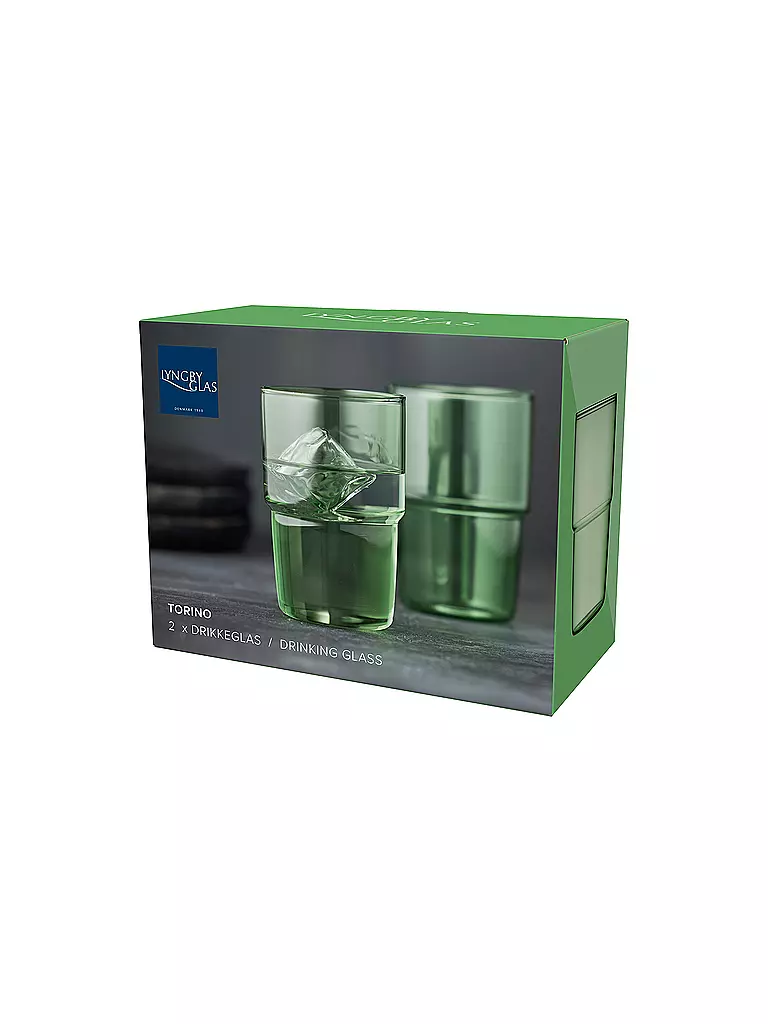 LYNGBY GLAS | Juego de 2 vasos de vidrio TORINO 40 cl Verde | 