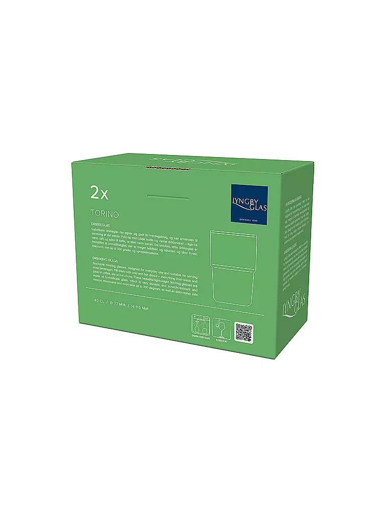 LYNGBY GLAS | Juego de 2 vasos de vidrio TORINO 40 cl Verde | 