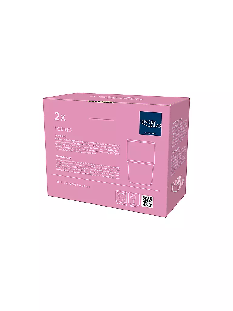 LYNGBY GLAS | Juego de 2 vasos TORINO de 40 cl, rosa | rosa