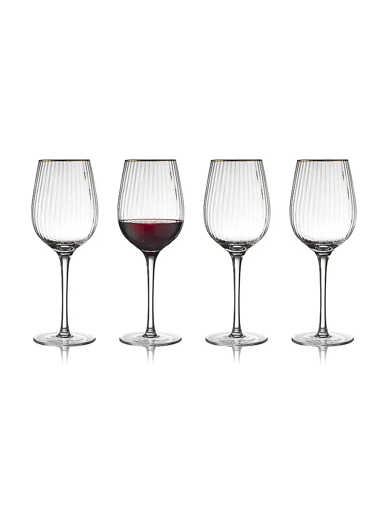 LYNGBY GLAS | Juego de copas de vino tinto de 4 piezas con borde dorado PALERMO 40cl | Transparente