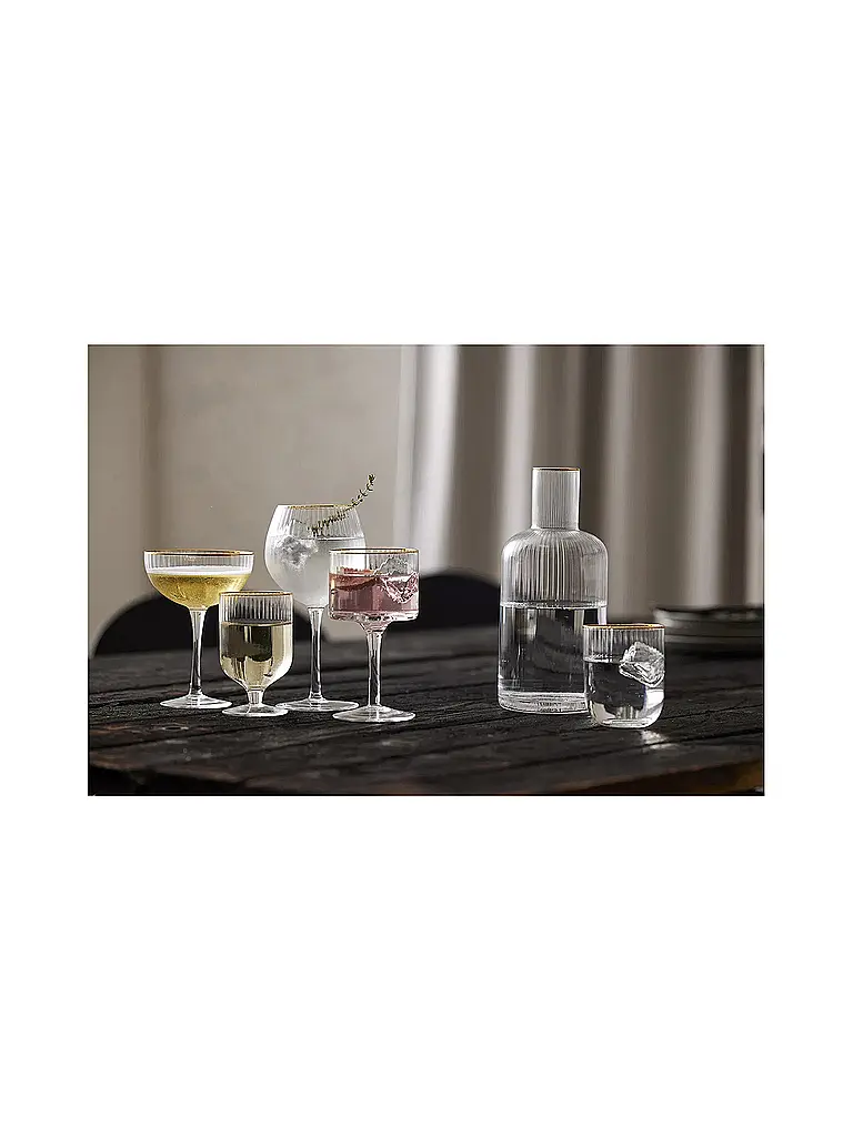 LYNGBY GLAS | Nombre del producto: Juego de 4 vasos de Gin & Tonic con borde dorado PALERMO 45cl | Transparente