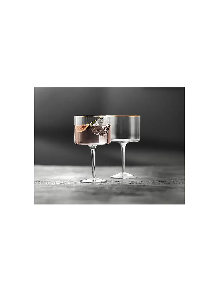 LYNGBY GLAS | Nombre del producto: Juego de 4 vasos de Gin & Tonic con borde dorado PALERMO 45cl | Transparente
