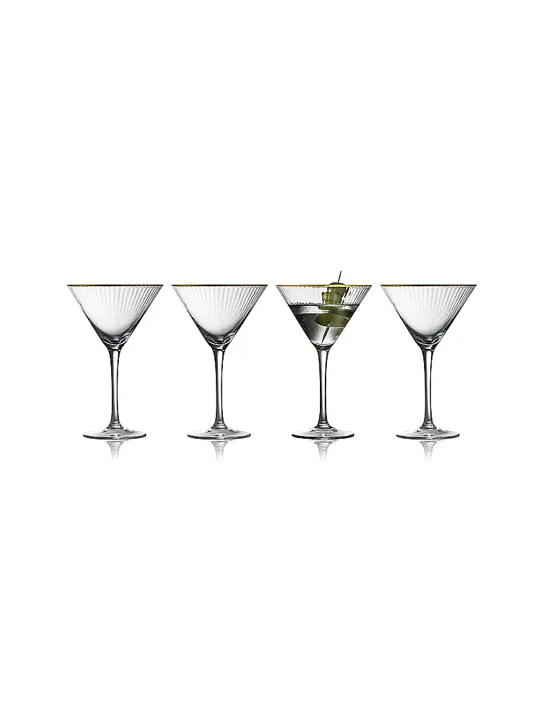 LYNGBY GLAS | Nombre del producto: Juego de copas de Martini 4 piezas con borde dorado PALERMO 25cl | Transparente