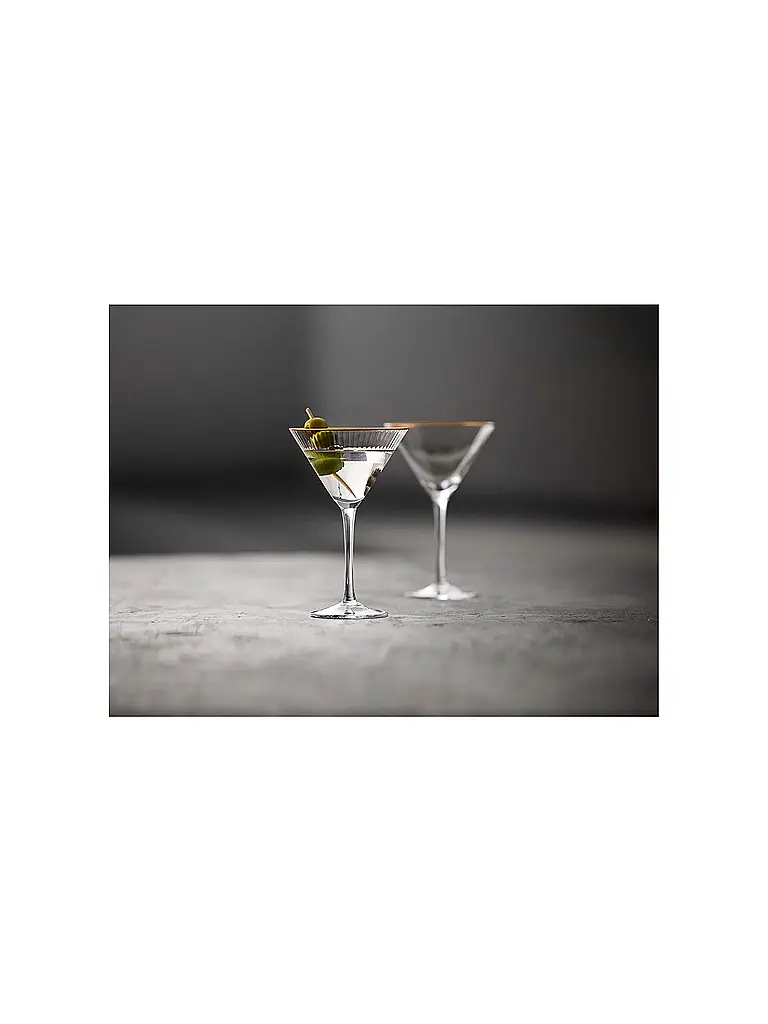 LYNGBY GLAS | Nombre del producto: Juego de copas de Martini 4 piezas con borde dorado PALERMO 25cl | Transparente